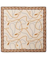 Le Parmentier - Neutrals Heritage Chain And Pearls Silk Bandana - Lyst