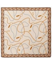 Le Parmentier - Neutrals Heritage Chain And Pearls Silk Bandana - Lyst