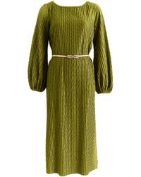 Louche - Milene Velvet Pleat Midi Dress - Lyst