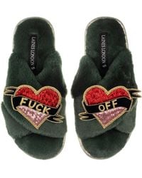 Laines London - Classic Laines Slippers With Fuck Off Brooches - Lyst