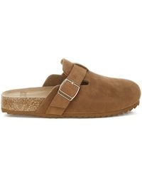 Rag & Co - Ratiha Buckle Accent Slip-On Footbed Mules On Tan - Lyst