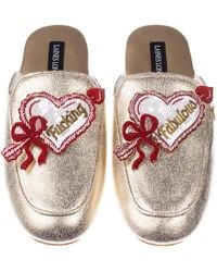 Laines London - Classic Mules With Fucking Fabulous Hearts Brooches - Lyst