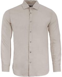 lords of harlech - Neutrals Lionel Linen Button Down Shirt - Lyst