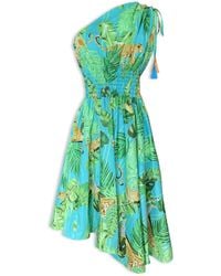 Pick Happy - One Shoulder Asymmetry Goddess Cotton Dress With Silk Tassels - Lyst