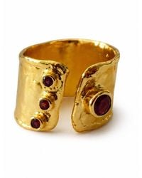 By Ozge - Mystic Egypt Ruby Stone Plated Adjustable Cuff Ring - Lyst