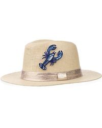 Laines London - Neutrals Straw Woven Hat With Embellished Mediterranean Lobster Brooch - Lyst