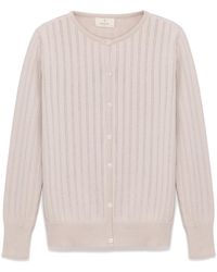 Peraluna - Neutrals Celine Openwork Knit Cardigan - Lyst