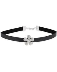 Saachi - Dainty Crystal Flower Charm Choker Necklace - Lyst