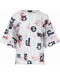 Conquista - Oversized Cotton Ripstop Printed T-Shirt With Elbow-Length Sleeves - Lyst