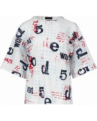 Conquista - Oversized Cotton Ripstop Printed T-Shirt With Elbow-Length Sleeves - Lyst