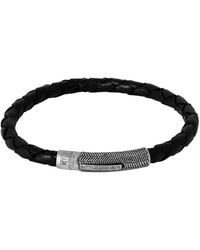 Tateossian - Vintage Herringbone Click Leather Bracelet - Lyst