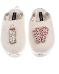 Laines London - Neutrals Flatform Cloud Closed Toe Slippers With New Baby Girl Brooches - Lyst