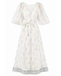 We Are Kindred - Cynthia Silk Puff Sleeve Maxi Dress-Floating Bouquet - Lyst