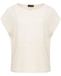 Conquista - Neutrals Sleek Natural Linen Blend Oversized Top - Lyst