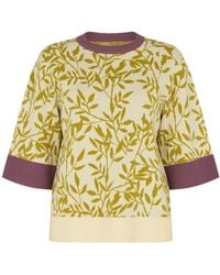 Raffya - Daffodil Slouchy Leaf Print Knitted T-Shirt - Lyst