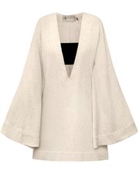 ALINA CERNĂTESCU - Neutrals Tunis Mini Cotton Linen Holiday Resort Dress - Lyst