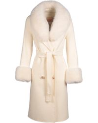 Santinni - 'marlene' 100% Cashmere & Wool Coat With Faux Fur In - Lyst