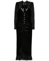 Nissa - Crystal-Detail Velvet Midi Dress - Lyst