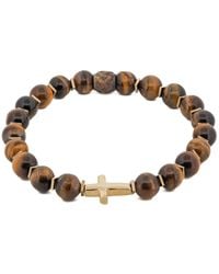 Ebru Jewelry - Cross Tiger's Eye Beaded Bracelet - Lyst