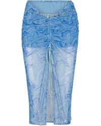 Empress Mimi - Siren Song Ruched Skirt With Wave Print - Lyst