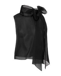 Lita Couture - Short-Sleeve Sheer Bow Blouse - Lyst