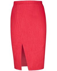 Conquista - Red Denim Style Pencil Skirt - Lyst