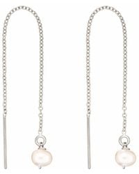 Lily & Roo - Sterling Single Pearl Drop Threader Earrings - Lyst
