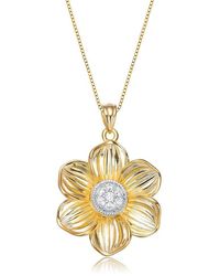 Genevive Jewelry - Sterling Plated Flower Shaped Cubic Zirconia Pendant Necklace - Lyst