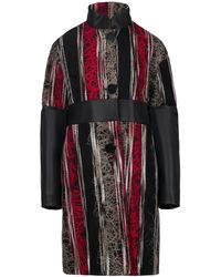 Conquista - Wool Coat With Black Faux Leather Detail - Lyst