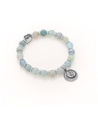 Seven Saints - Throat Chakra Aquamarine Activation Stretch Bracelet, Rhodium Plated - Lyst