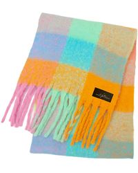 Chanel Joan Elkayam - Multicoloured Pastel Checkered Large Fringed Cashmere-Blend Winter Scarf - Lyst