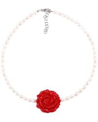 Mineralgems•Studio - Pearl Choker With Rose - Lyst