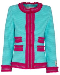 The Extreme Collection - Sky Textured Jacket With Frayed Trim And Pocket Accents Coty - Lyst