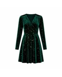 Yumi' - Velvet Skater Dress With Foil Star Print - Lyst
