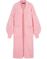 Cara & The Sky - Alex Balloon Sleeve Cable Maxi Cardigan - Lyst