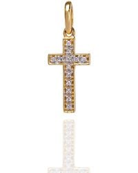 Kaizarin - Yellow Gold & Diamond Tiny Cross Pendant | - Lyst