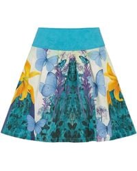 Conquista - Floral & Butterfly Print A-Line Skirt With Waistband - Lyst