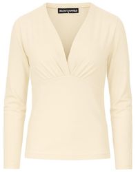 Conquista - Neutrals Long Sleeve Faux Wrap Top - Lyst
