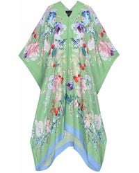 Meng - Paris Watercolour Flowers Silk Georgette Kaftan - Lyst