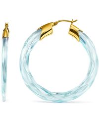 Gold & Honey - Diamond Swirl Twist Lucite Birthstone Hoop Earrings - Lyst