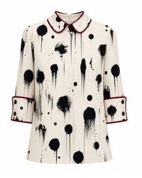 Julia Allert - Neutrals Ivory Polka Dot Blouse With Cuffs – Capsule Edition - Lyst