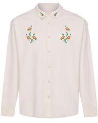 INGMARSON - Floral Embroidered Organic Cotton Shirt Ecru - Lyst