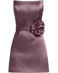 Tia Dorraine - Dazzling Touch Satin Mini Dress, Dark Lilac - Lyst