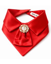 Julia Allert - Detachable Satin Jabot Collar With Brooch – - Lyst