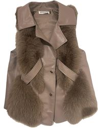 Jiaying Wang Wjy Studio London - Neutrals Galaxy Vest Faux Fur Leather Zipper - Lyst