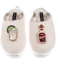 Laines London - Neutrals Flatform Cloud Closed Toe Slippers With Tequila Slammer Brooches - Lyst