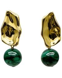 Farra - Minimalist Malachite Dangle Earrings - Lyst