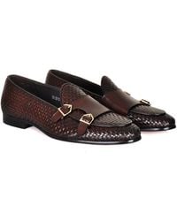 DAVID WEJ - Lorenzo Woven Monk Strap Loafers - Lyst