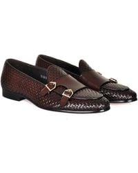 DAVID WEJ - Lorenzo Woven Monk Strap Loafers - Lyst