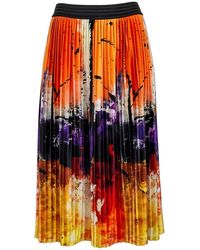 Lalipop Design - Colorful & Abstract Print Pleated Velvet Midi Skirt - Lyst